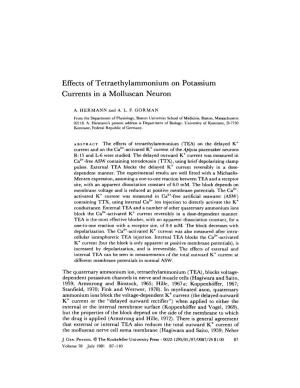 Effects of Tetraethylammonium on Potassium Currents in a Molluscan Neuron