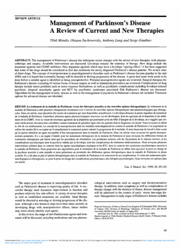 Management of Parkinson's Disease a Review of Current and New Therapies