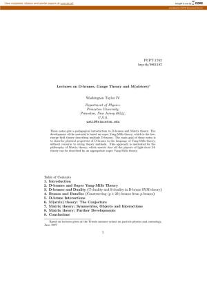 PUPT-1762 Hep-Th/9801182 Lectures on D-Branes, Gauge Theory and M(Atrices)