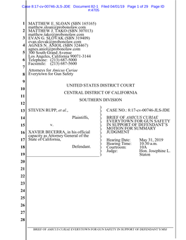 BRIEF of AMICUS CURIAE EVERYTOWN for GUN SAFETY in SUPPORT of DEFENDANT’S MSJ Case 8:17-Cv-00746-JLS-JDE Document 82-1 Filed 04/01/19 Page 2 of 29 Page ID #:4706