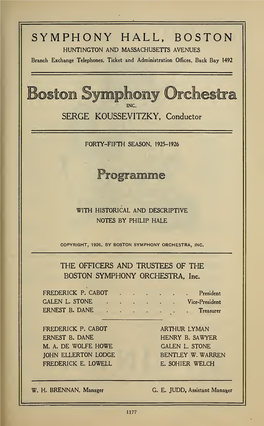 Boston Symphony Orchestra Concert Programs, Season 45