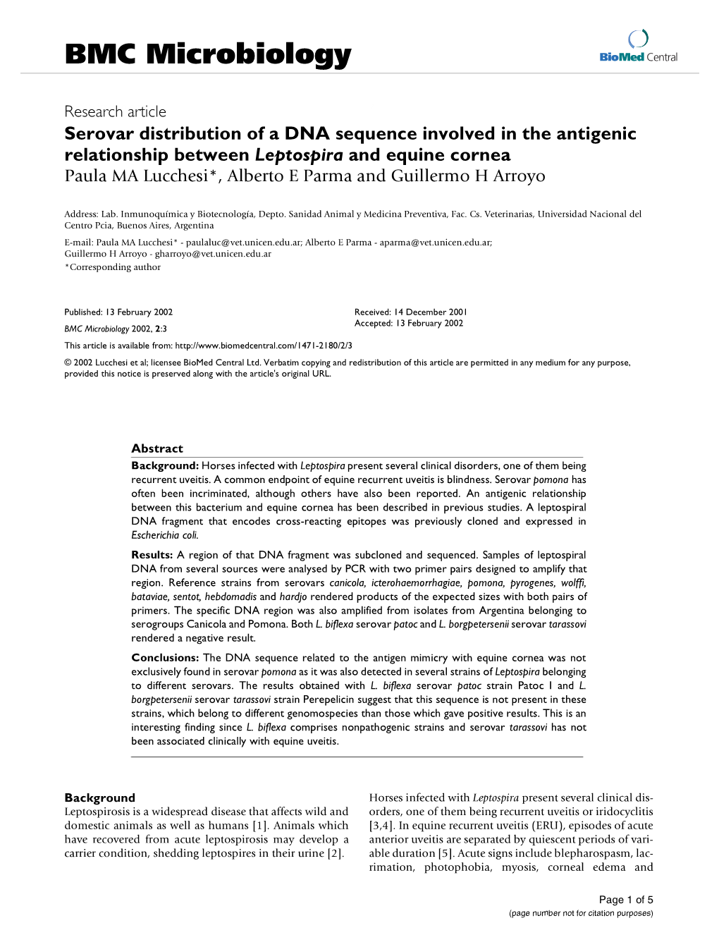 Serovar Distribution of a DNA Sequence Involved in the Antigenic