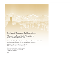 People and Nature on the Mountaintop a Resource and Impact Study of Longs Peak in Rocky Mountain National Park