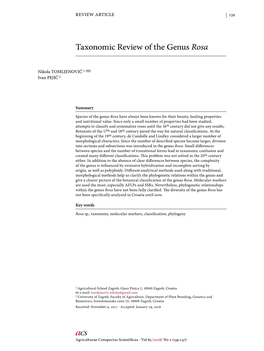 Taxonomic Review of the Genus Rosa