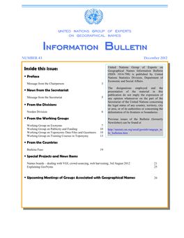 UNGEGN Information Bulletin Number 43