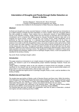 Interrelation of Droughts and Floods Through Outlier Detection on Rivers in Serbia