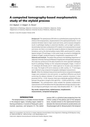 A Computed Tomography-Based Morphometric Study of the Styloid Process A.H