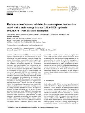 The Interactions Between Soil–Biosphere–Atmosphere Land Surface Model with a Multi-Energy Balance (ISBA-MEB) Option in Surfexv8 – Part 1: Model Description