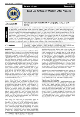 Land Use Pattern in Western Uttar Pradesh
