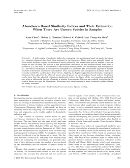 Abundance-Based Similarity Indices and Their Estimation When There Are Unseen Species in Samples