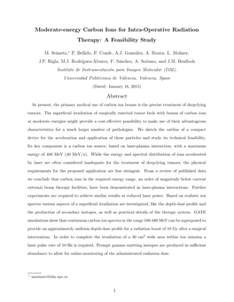 Carbon Ions for Intra-Operative Radiation Therapy: a Feasibility Study