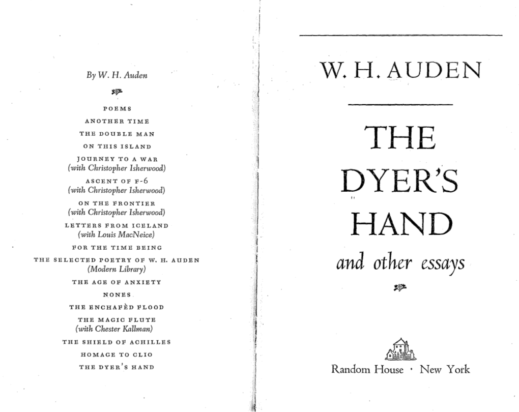 W. H.AUDEN the DYER's