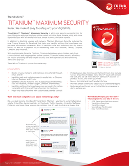 Trend Micro Titanium Maximum Security Datasheet