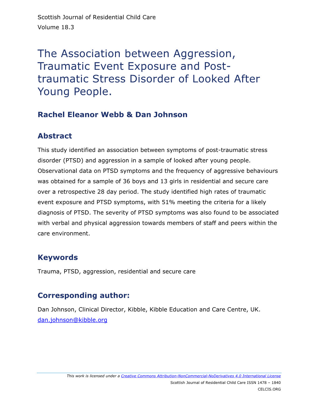 Association Between Aggression Traumatic Event Exposure