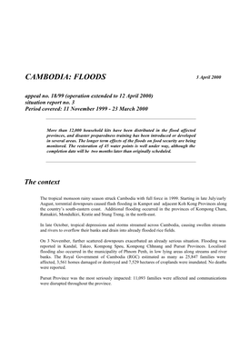 Cambodia Floods Situation Report No