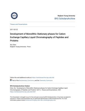 Development of Monolithic Stationary Phases for Cation-Exchange Capillary Liquid Chromatography of Peptides and Proteins" (2011)