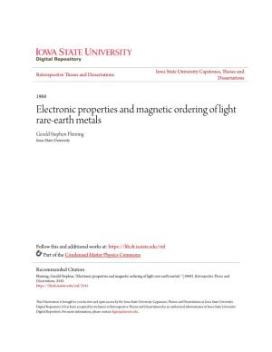 Electronic Properties and Magnetic Ordering of Light Rare-Earth Metals Gerald Stephen Fleming Iowa State University