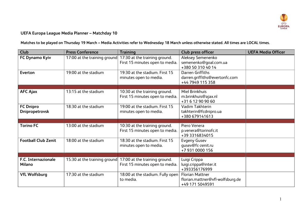 2014/15 UEFA Europa League Planner Round of 32, 2Nd