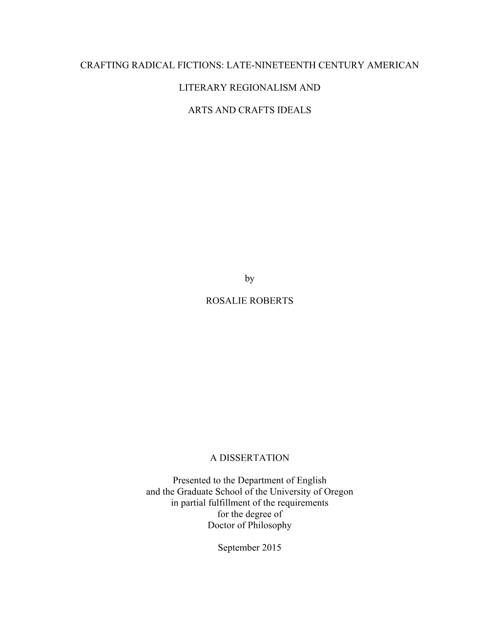 Crafting Radical Fictions: Late-Nineteenth Century American