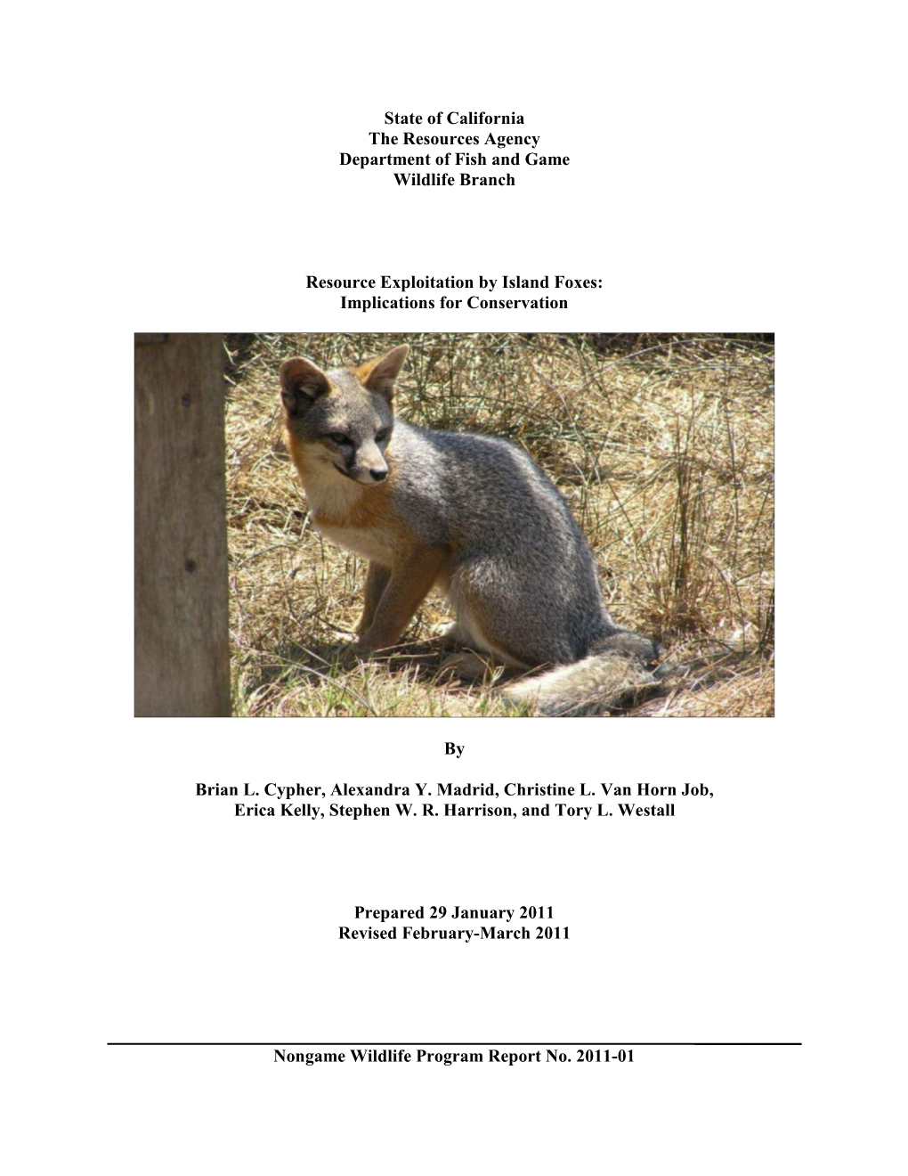 Island Fox Foraging Ecology 2011 ESRP