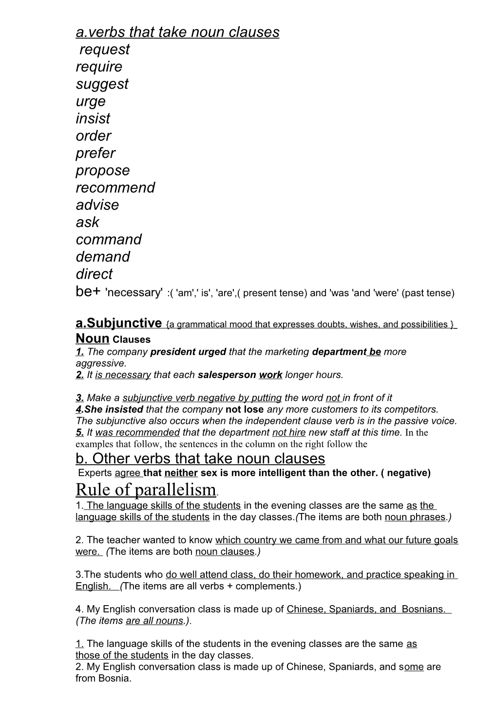 A.Verbs That Take Noun Clauses