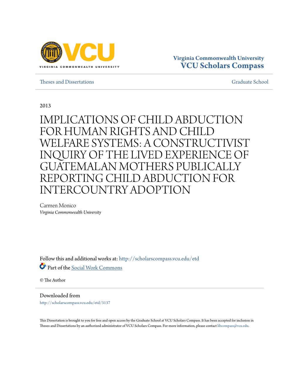 Implications of Child Abduction for Human Rights and Child Welfare Systems
