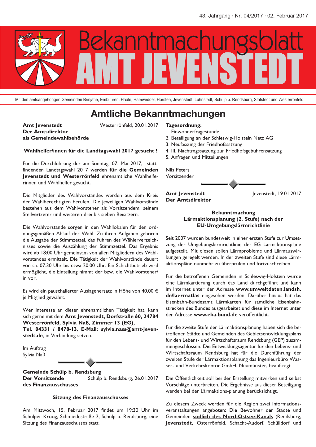 Gemeinde Schülp B. Rendsburg Der Vorsitzende Schülp B