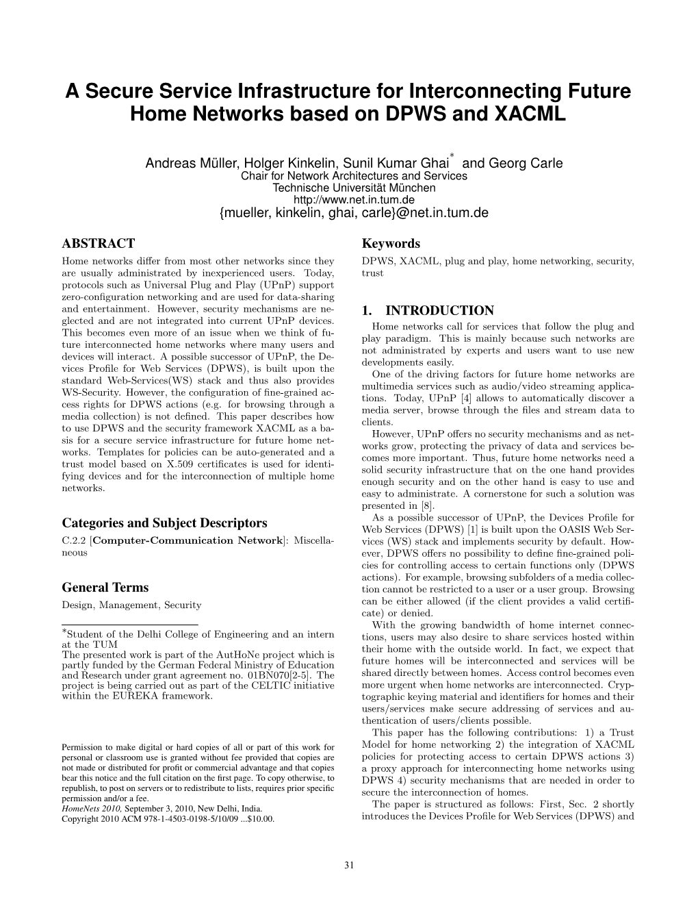 A Secure Service Infrastructure for Interconnecting Future Home Networks Based on DPWS and XACML