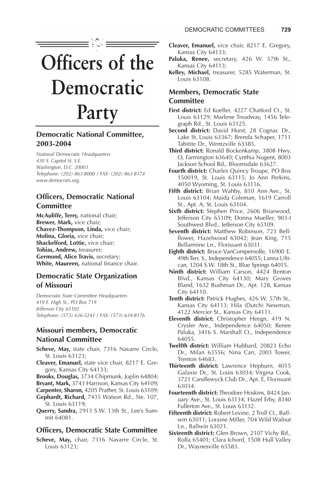 Officers of the Democratic Party