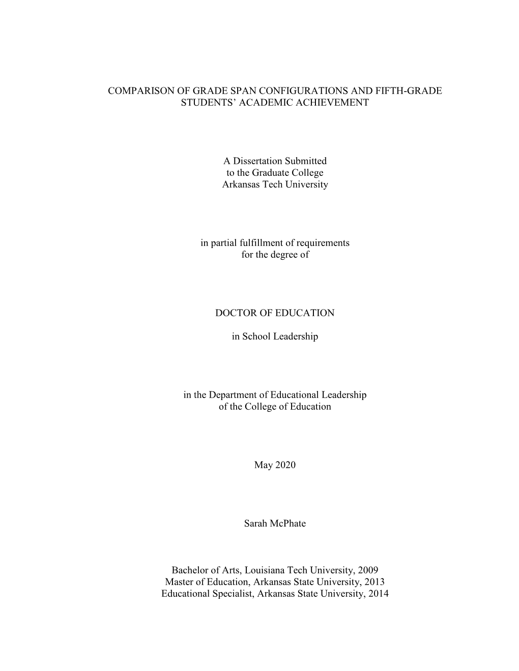 Comparison of Grade Span Configurations and Fifth-Grade Students’ Academic Achievement