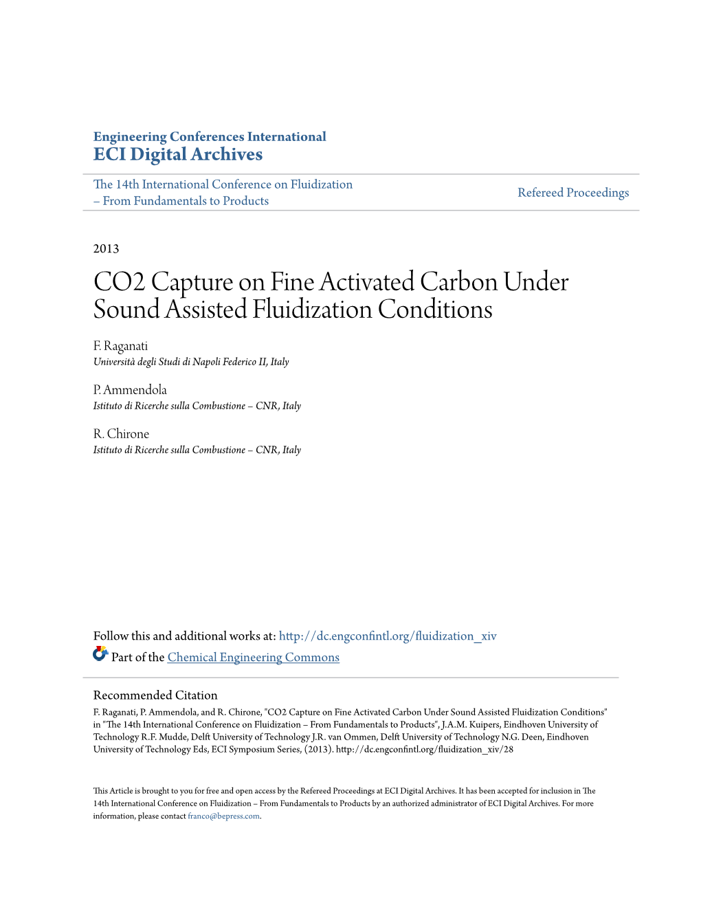 CO2 Capture on Fine Activated Carbon Under Sound Assisted Fluidization Conditions F