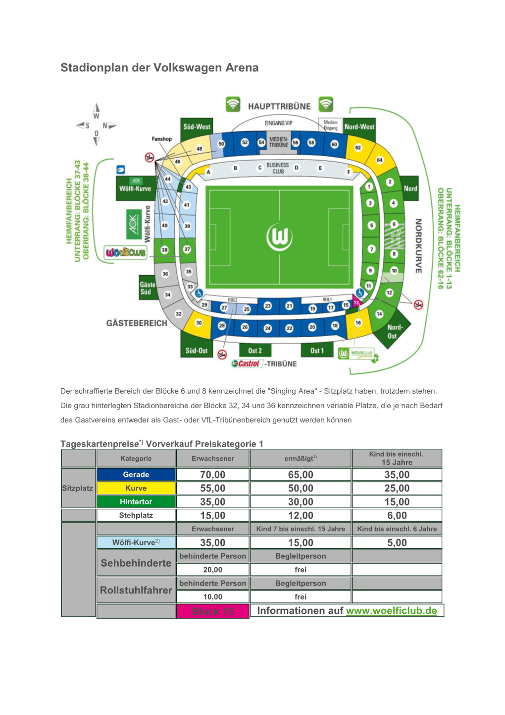 Stadionplan Der Volkswagen Arena