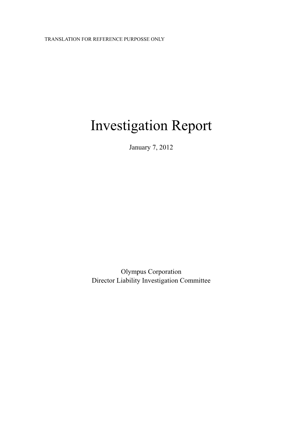 Investigation Report