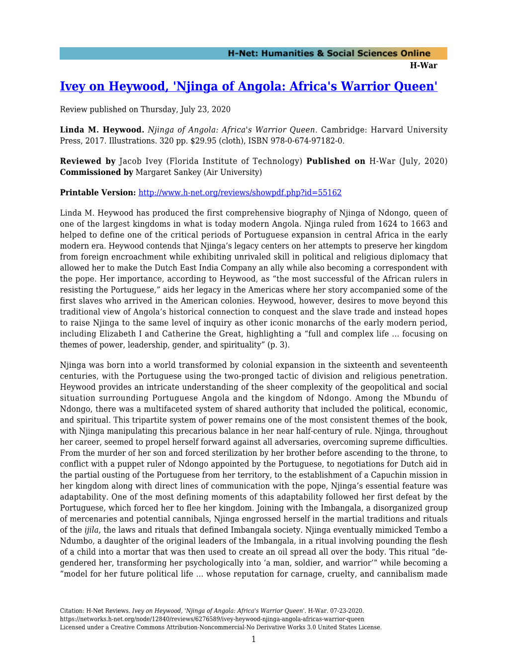 'Njinga of Angola: Africa's Warrior Queen'