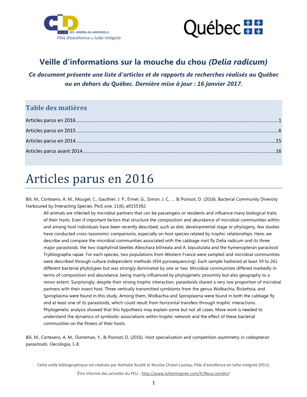 Articles Parus En 2016