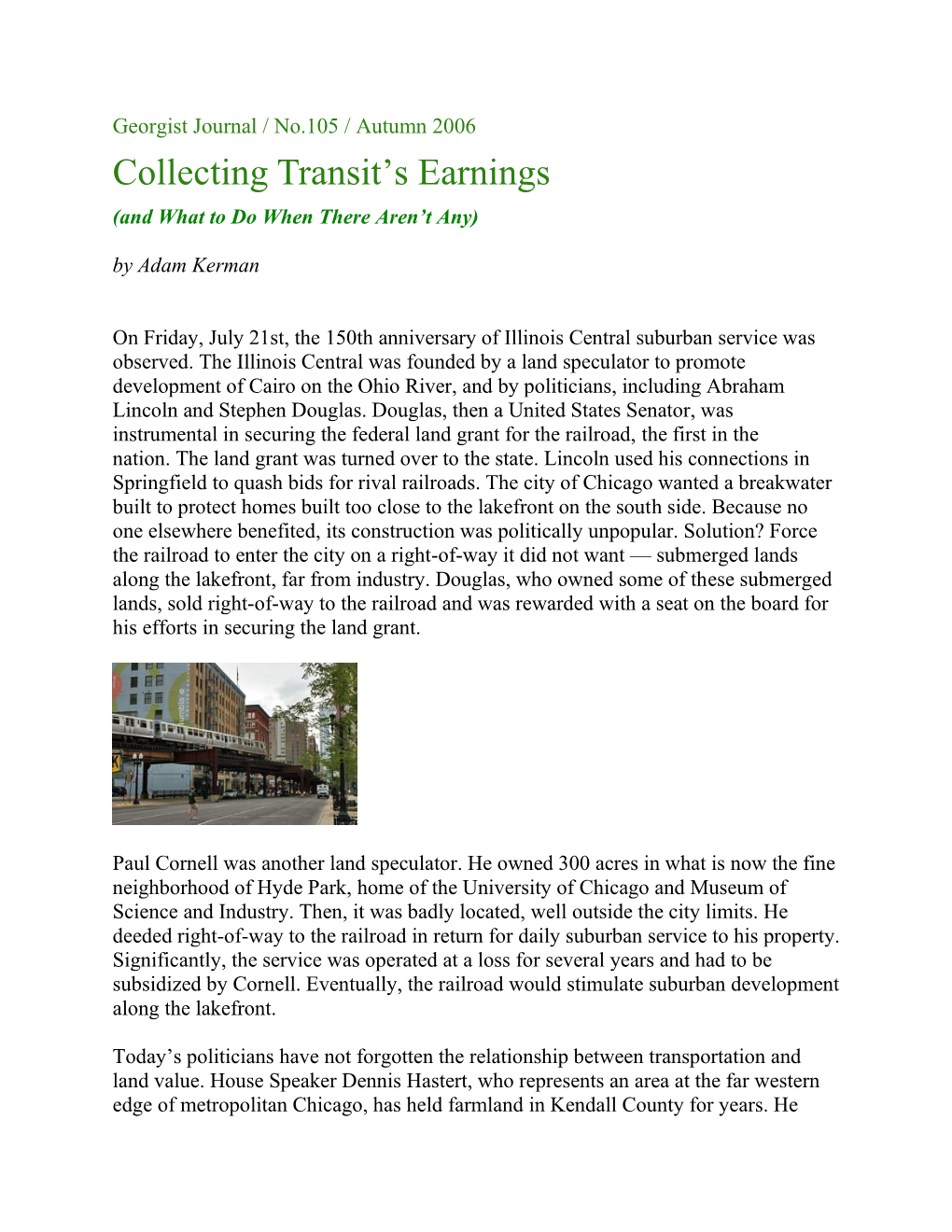 Collecting Transit's Earnings