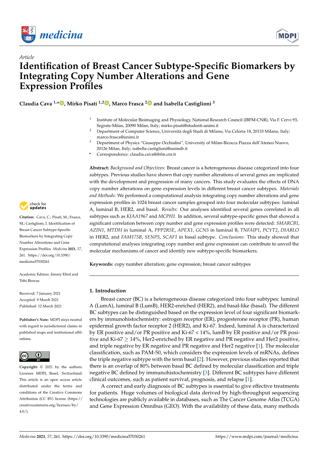 Identification of Breast Cancer Subtype-Specific Biomarkers By