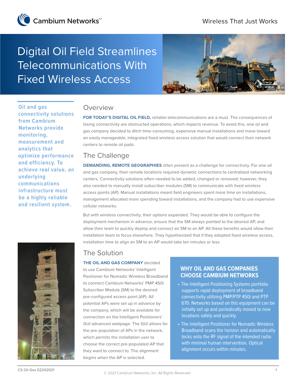 Digital Oil Field Streamlines Telecommunications with Fixed Wireless Access