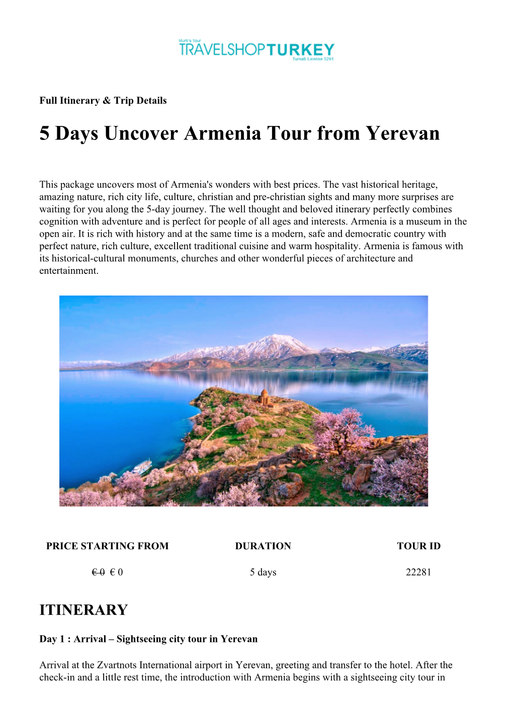 5 Days Uncover Armenia Tour from Yerevan