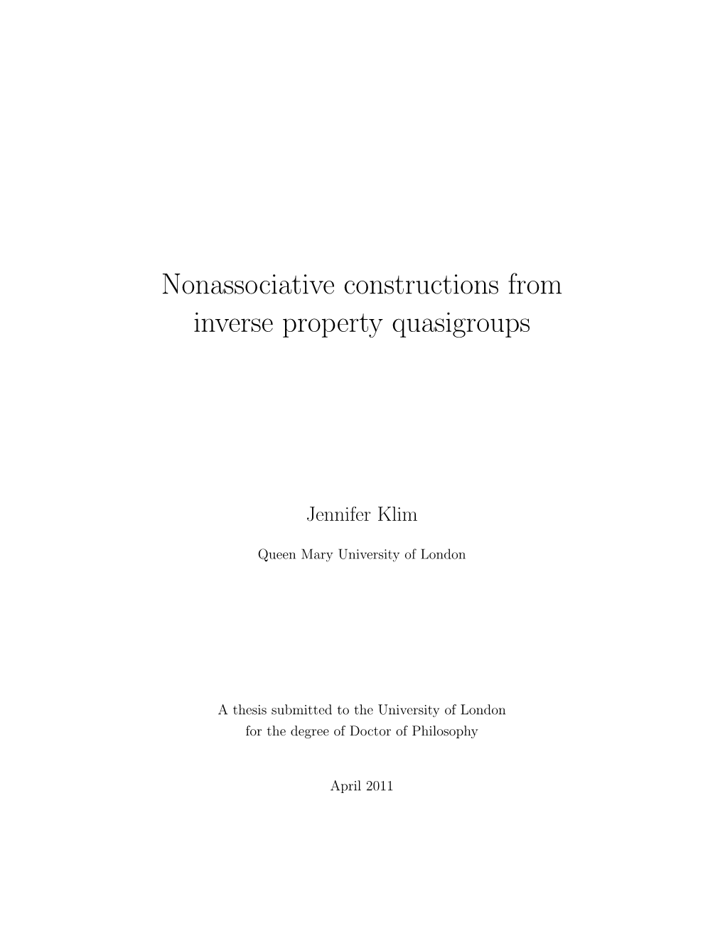 Nonassociative Constructions from Inverse Property Quasigroups