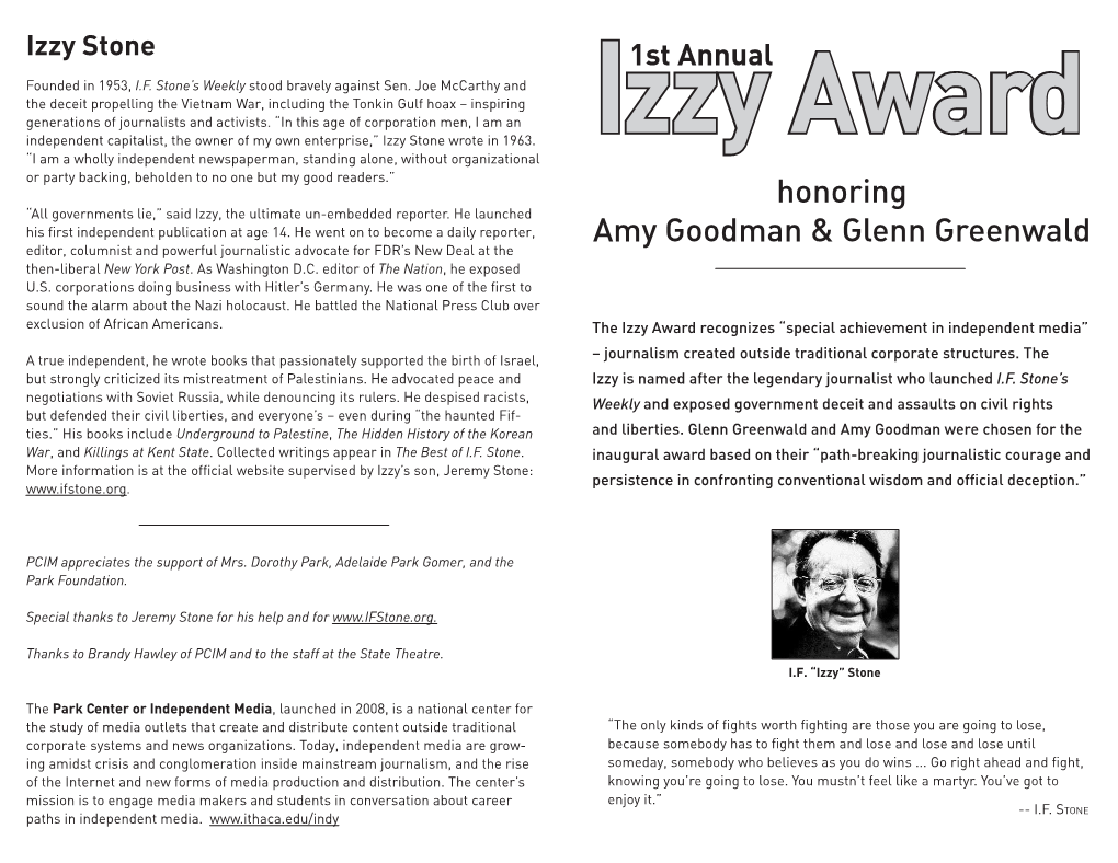 Honoring Amy Goodman & Glenn Greenwald