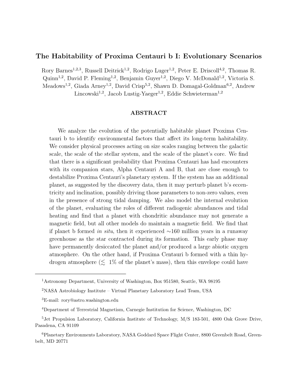 The Habitability of Proxima Centauri B I: Evolutionary Scenarios