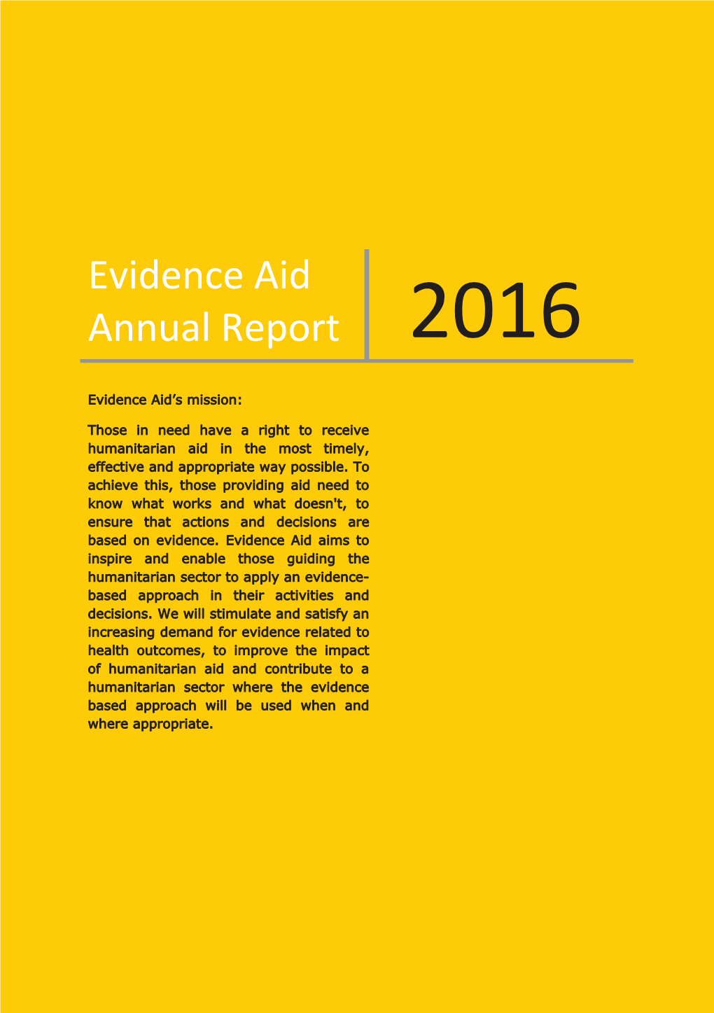 Evidence Aid Annual Report 2016