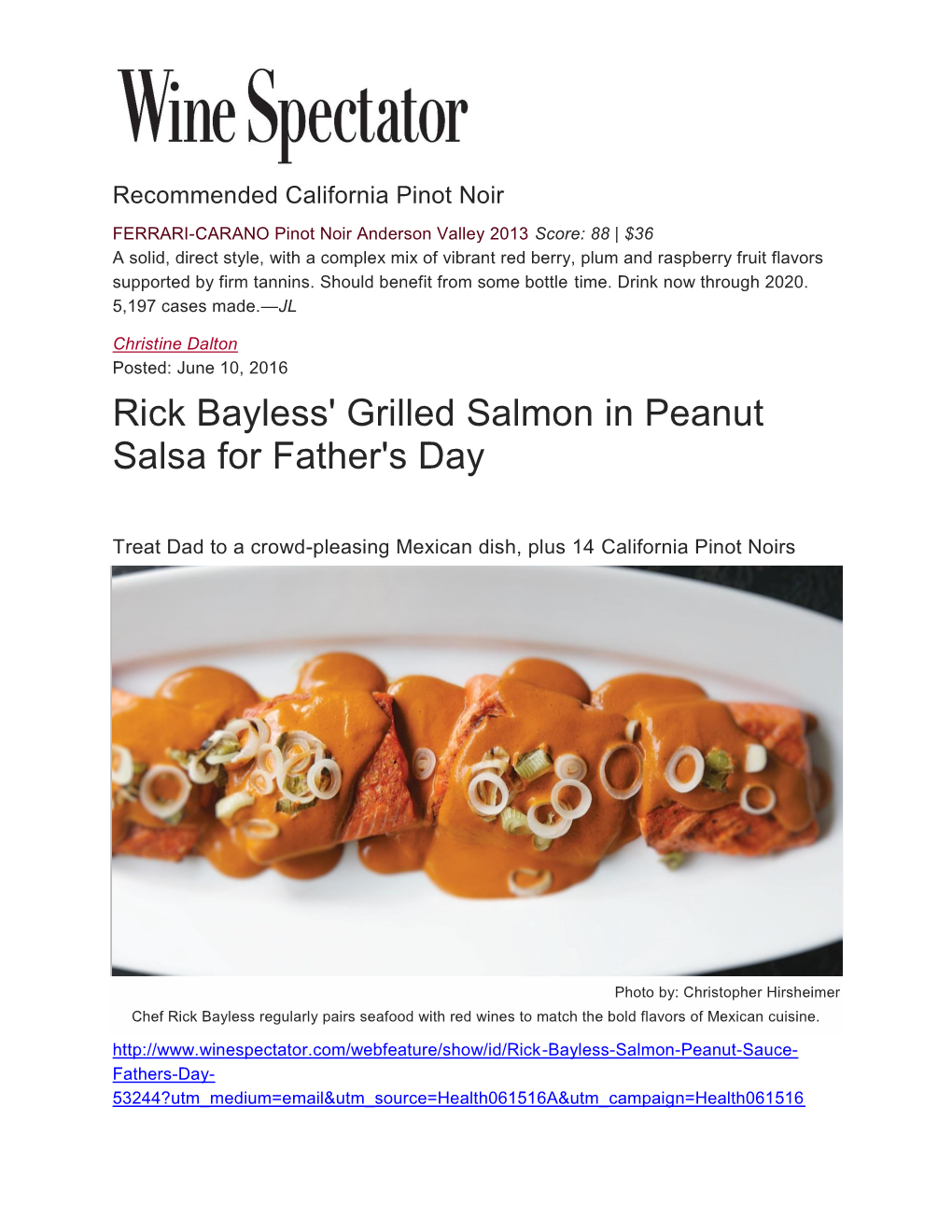 Rick Bayless' Grilled Salmon in Peanut Salsa for Father's Day