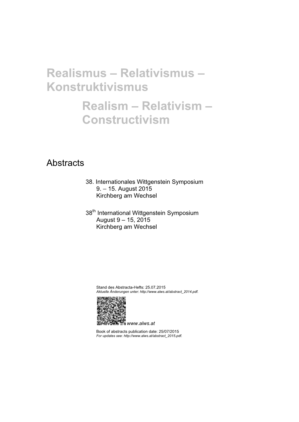 Realismus – Relativismus – Konstruktivismus
