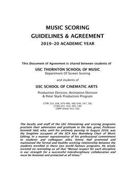 Music Scoring Guidelines & Agreement
