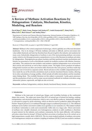 A Review of Methane Activation Reactions by Halogenation: Catalysis, Mechanism, Kinetics, Modeling, and Reactors