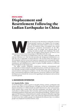 Displacement and Resettlement Following the Ludian Earthquake in China