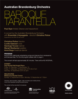 BAROQUE TARANTELLA Paul Dyer Artistic Director and Harpsichord
