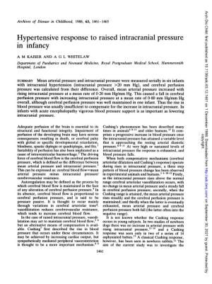 Hypertensive Response to Raised Intracranial Pressure in Infancy
